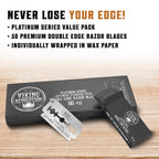 Shaving Revolution Double Edge Razor Blades - 50 Count | Platinum Japanese Stainless Steel - Smooth, Precise & Clean Shave - Fits Standard Safety Razors - Long-Lasting Sharpness