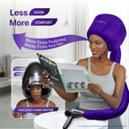 Bonnet Hair Dryer Attachment w/A Headband Integrated that Reduces Heat Around Ears & Neck - Diffuser Cap for Hair Dryer Curly Hair, Speeds Up Drying Time, Deep Conditioning at Home - Large (Purple)
