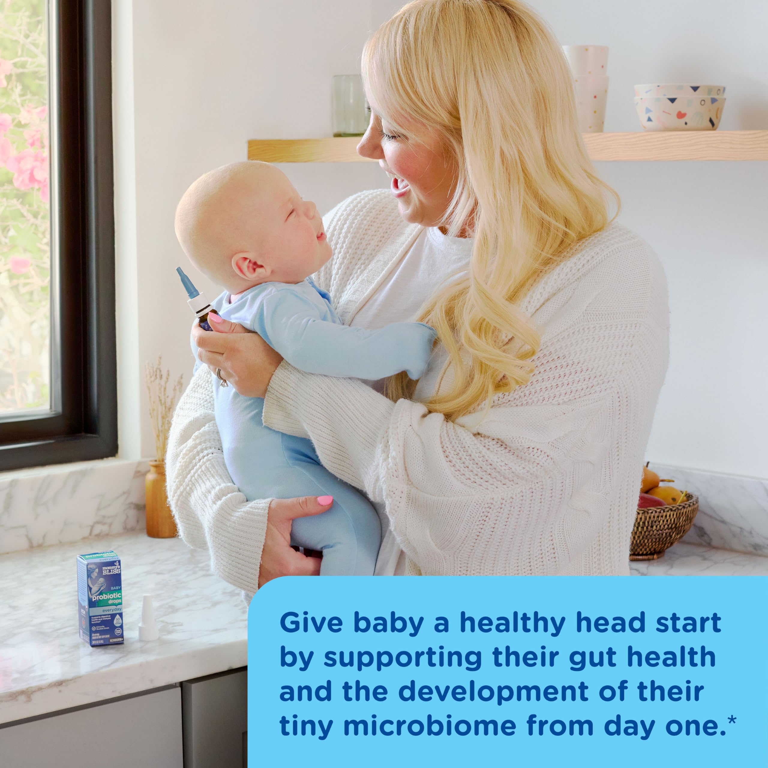 Mommy's Bliss Baby Probiotic Drops Everyday - Gas, Constipation, Colic Symptom Relief - Newborns & Up - Natural, Flavorless, 0.34 Fl Oz
