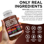 NEW AGE Lions Mane Mushroom Supplement with Turkey Tail Reishi Cordyceps Chaga with Marshmallow Root - 120 Count