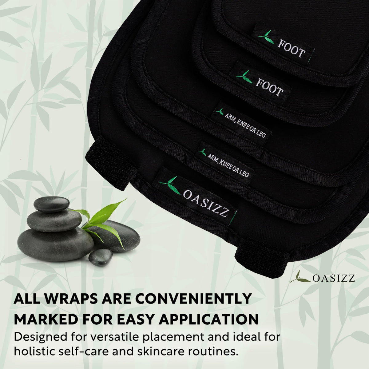 Premium Reusable Castor Oil Pack Wrap Kit (10-Piece, S–5X, Black) - Pure 100% Double Brushed Cotton Flannel Interior Layers, Dark Fabric Hides Stains, Leak-Resistant Adjustable Design