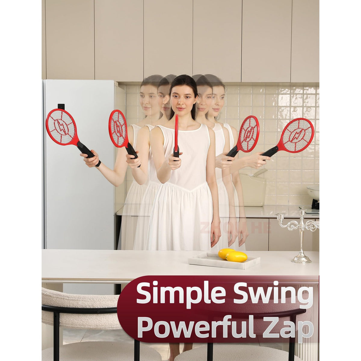 Electric Fly Swatter 2 Pack (Red & Blue), Battery Powered Bug Zapper Racket for Mosquitoes & Flies, Safe Protective Mesh, Indoor & Outdoor Use, Batteries Not Included