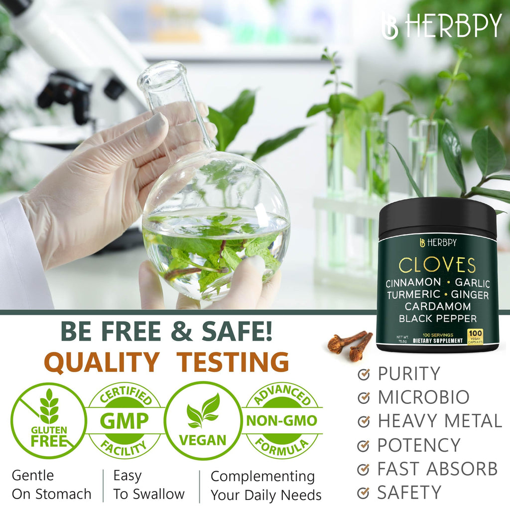 Herbpy 7in1 Clove Supplement 500mg, Support Digestion, Immune, Heart Health