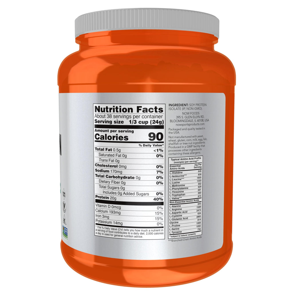 Buy now NOW Foods Sports Nutrition, Soy Protein Isolate 20 g, 0 Carbs, Unflavored Powder, 2-Pound at indiglob india