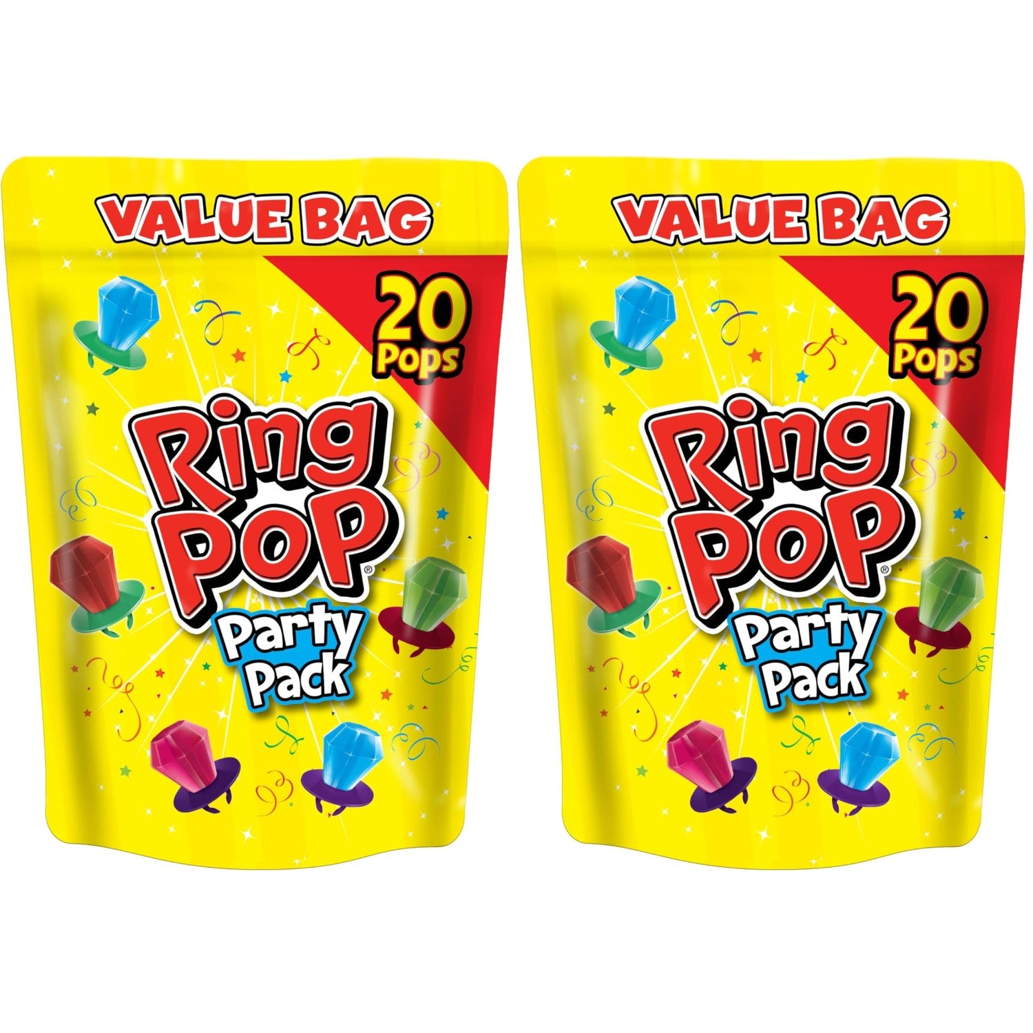 Buy now Ring Pop Candy, Valentine's Lollipops, 20 Ct Party Favors in Assorted Fruity Flavors - Full Size, Fun Hard Candy For Birthday Parties, Valentine's Gifts, Goodie Bags, Party Favors 20 Count Bag (Pack of 2) at indiglob india