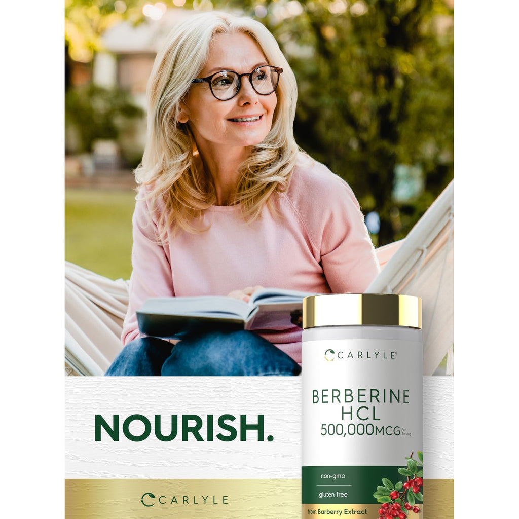Carlyle Berberine HCL Supplement | 500,000mcg | 60 Capsules | Vegetarian, Non-GMO, Gluten Free