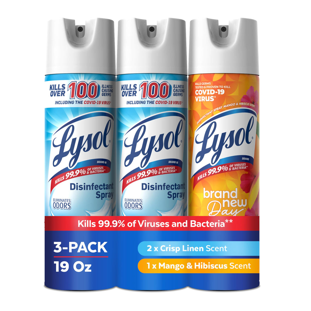 Lysol Disinfectant Spray, Sanitizer, Crisp Linen & Mango, 19 oz, 3 Pack