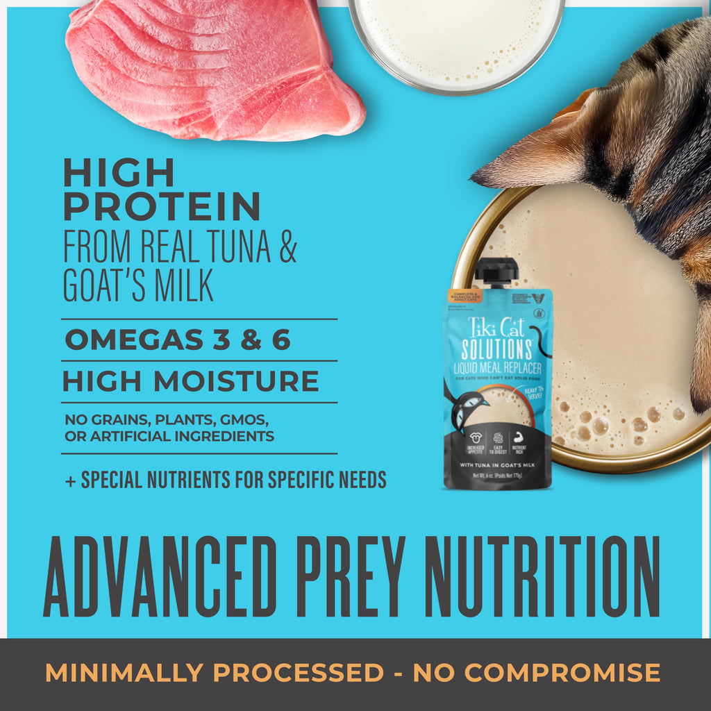 Tiki Cat Solutions Wet Cat Food, Tuna in Goats Milk, 6 oz. Spout Pouch