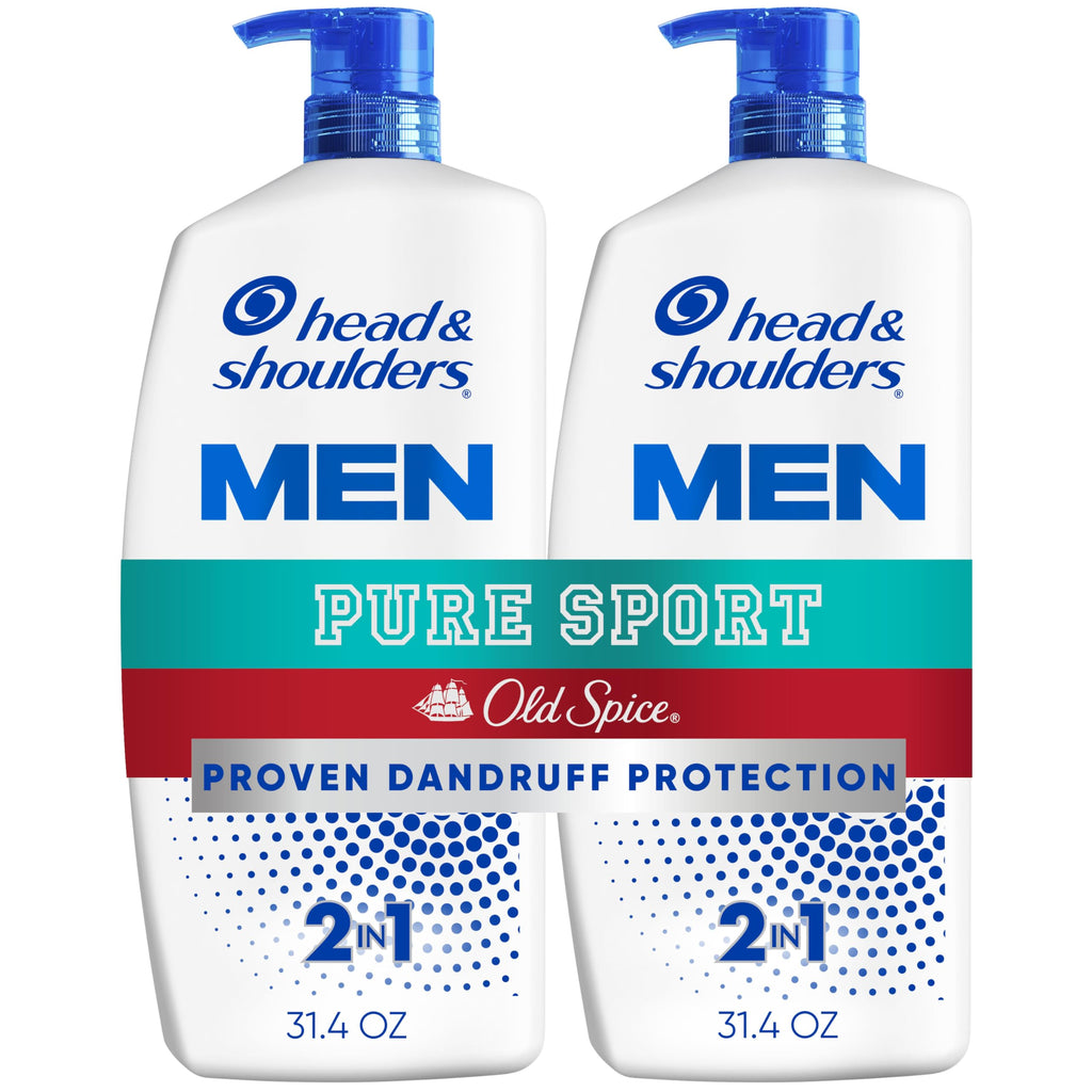 Head & Shoulders Old Spice Pure Sport 2-in-1 Anti-Dandruff Shampoo and Conditioner Twin Pack, 72-Hour Protection, 31.4 fl oz Each