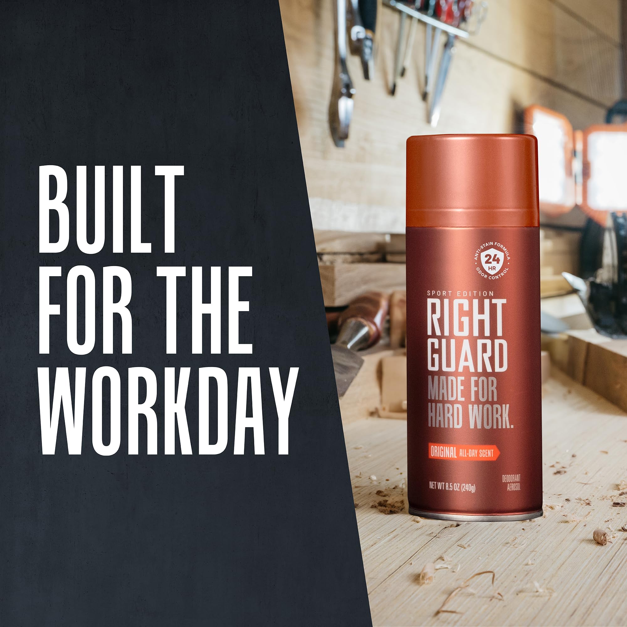 Right Guard Sport Original Scent Deodorant Spray - Aluminum Free Spray Deodorant for Men, 24-Hour Odor Protection, Anti-Stain, & Long-Lasting, 8.5 oz (2 Pack)