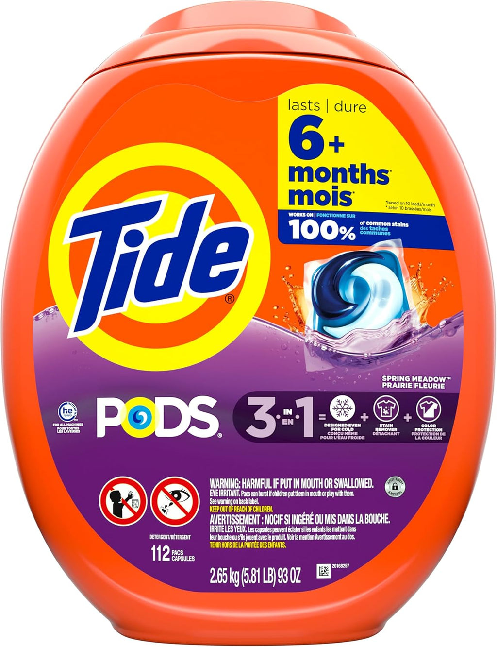 Buy now Tide PODS laundry detergent pacs, 3-in-1 Stain Remover, Odor Fighter, Color Protector, 112 Count, HE compatible, Spring Meadow Scent at indiglob india