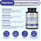 4-in-1 Magnesium Complex Supplement - Glycinate, Taurate, Malate, Orotate Blend - 300 mg per Serving, 120 Capsules