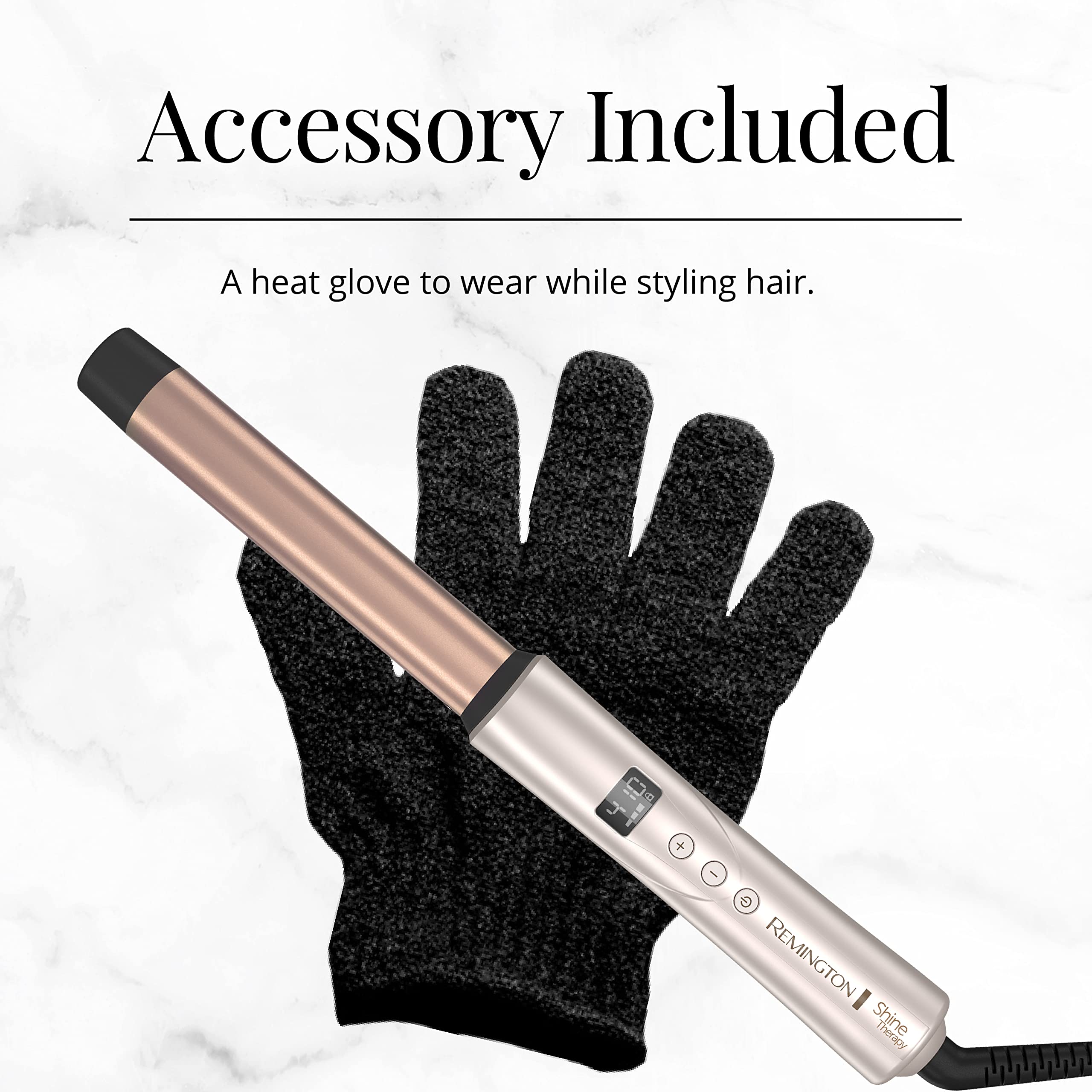 Remington Shine Therapy Curling Wand, 1 Inch, Argan Oil & Keratin | Argan Oil and Keratin infused, Straight Barrel for Loose Waves, Includes Heat Glove, Ceramic Technology for Smooth Shine