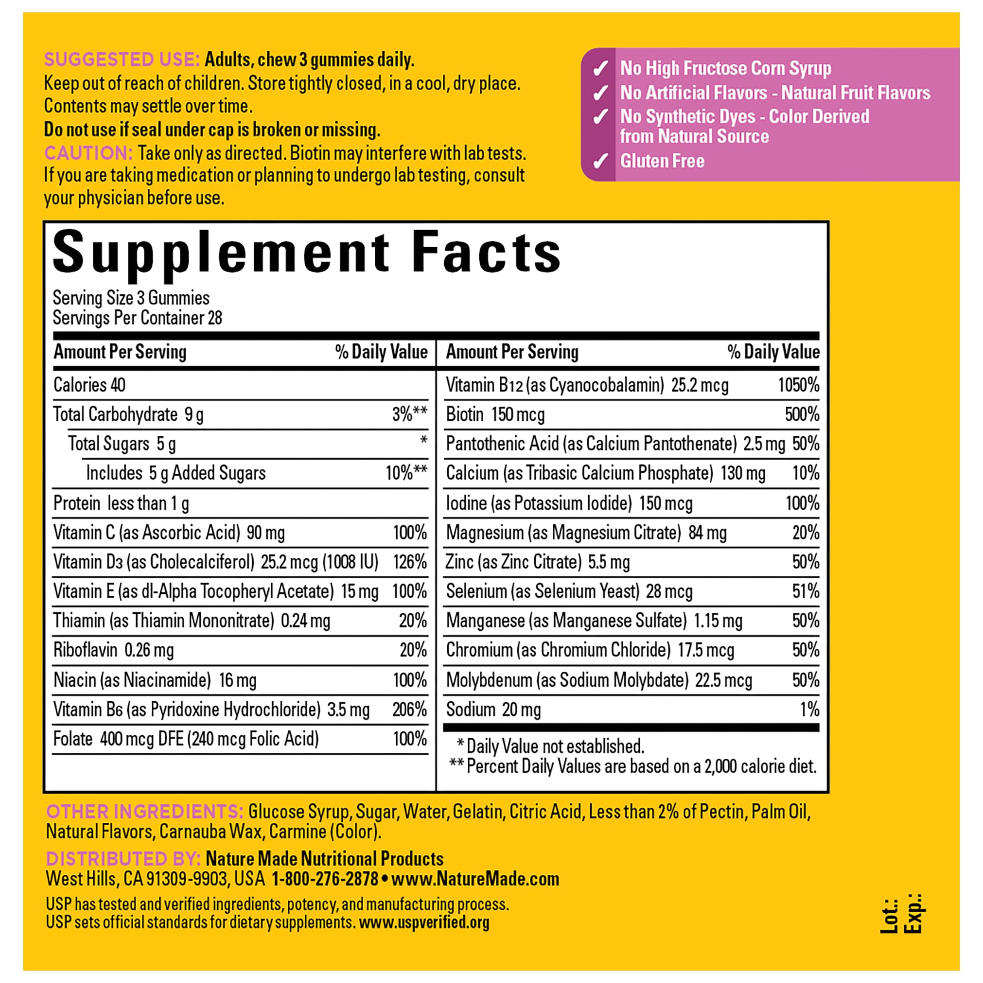 Nature Made Advanced Multivitamin Gummies 50 + for Her, Womens Multivitamins Gummies with Magnesium Citrate, Vitamin D3, Zinc, Calcium and All 8 B Vitamins, 28 Day Supply, 84 Count (Pack of 2)