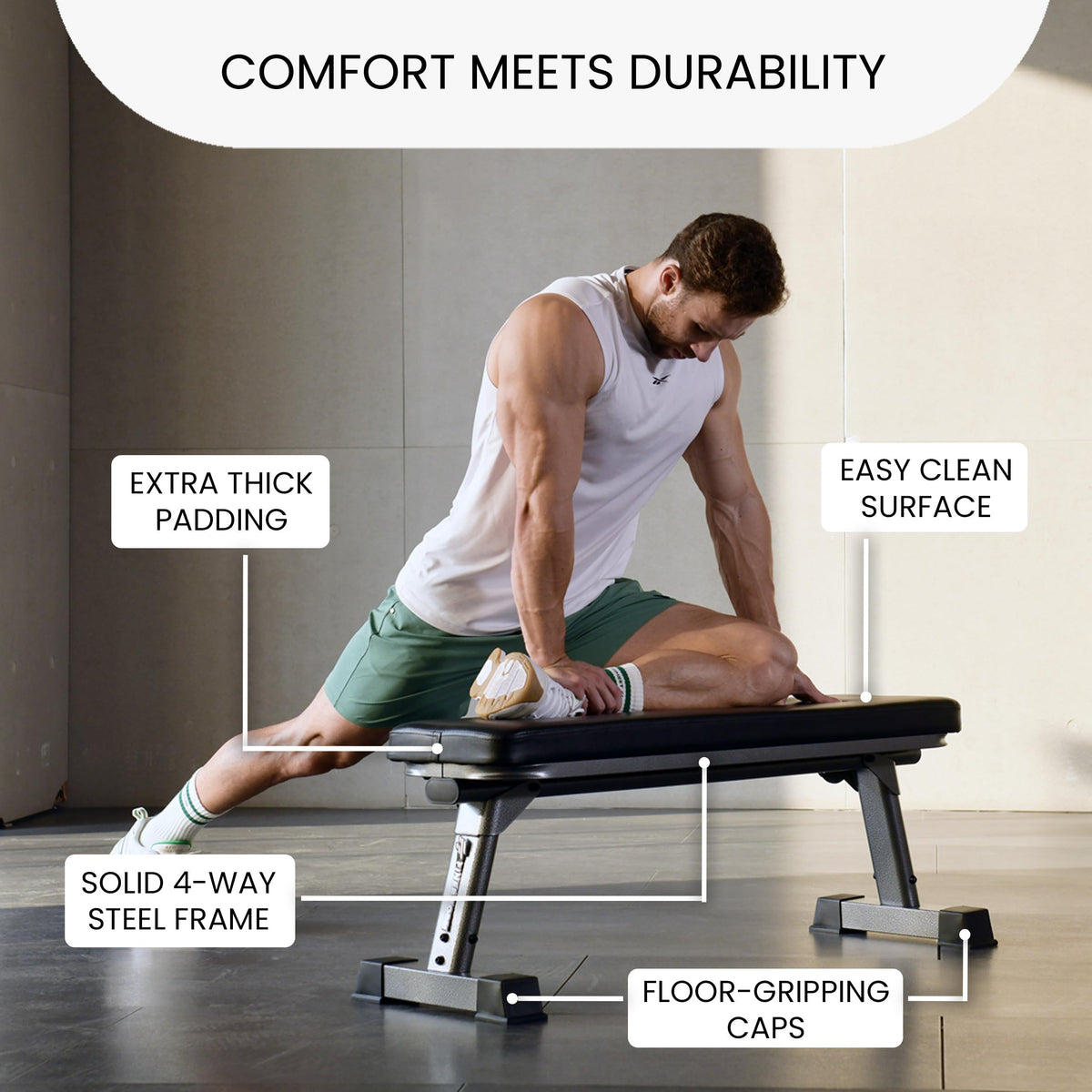 Finer Form Foldable Flat Weight Bench for Home Gym, 1,000 lb Capacity