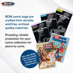 Buy now BCW Current/Modern Comic Bags - 100 ct | Acid-Free Modern Comic Bags for Current Issues | Exterior 6 7/8 x 10 1/2 inches | Crystal Clear Protection for Your Comic Collection at indiglob india