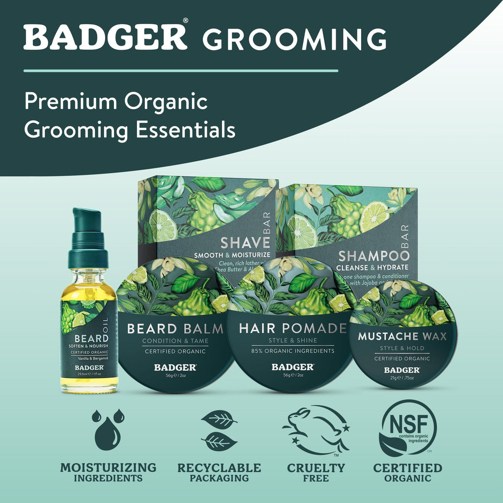 Badger Organic Shaving Soap Puck, Plastic-Free, Rich Lather, 3.15 oz Bar