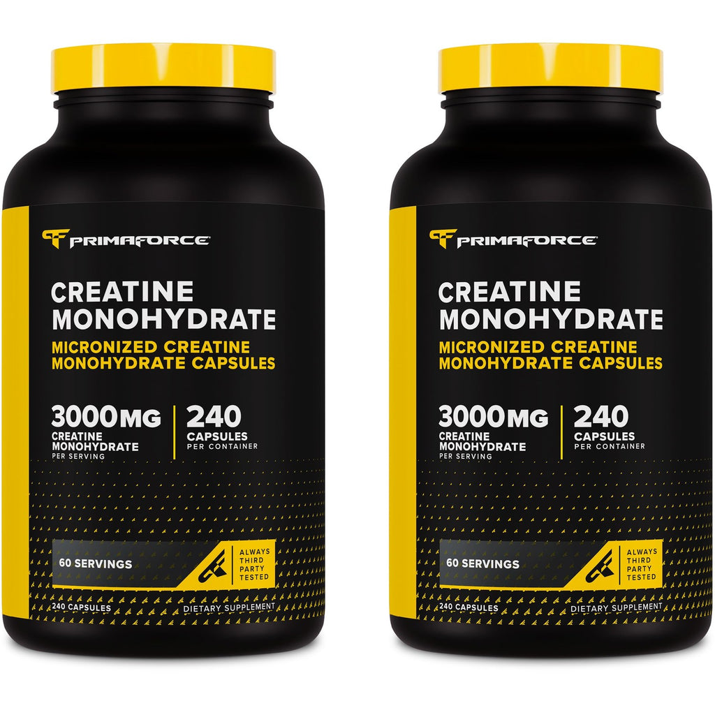 Primaforce Creatine Monohydrate Capsules (3,000mg) 240 Capsules | Gluten Free and GMO-Free