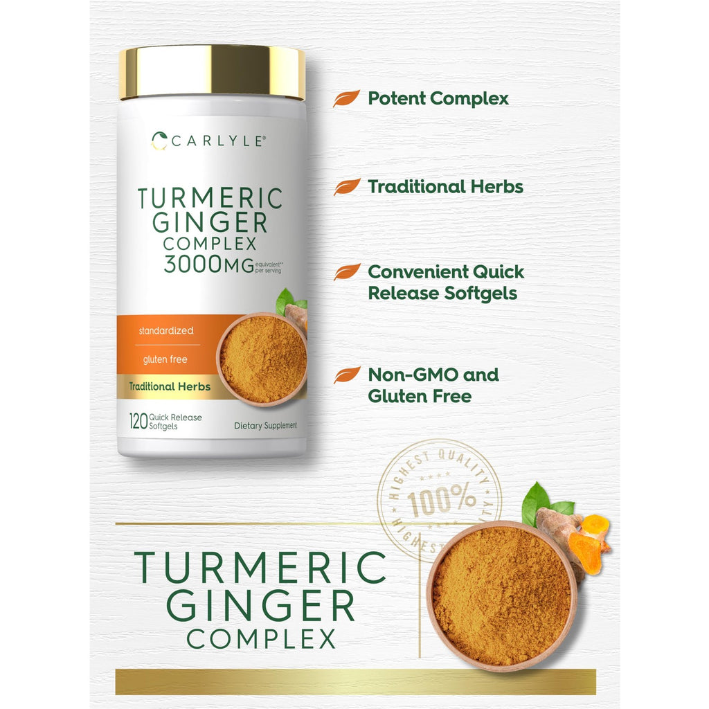Carlyle Turmeric and Ginger Supplement | 120 Softgel Capsules