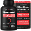 NutraChamps Kidney Cleanse Detox | 22-in-1 Kidney Support Supplement | Cranberry Pills Extract | Extra Strength & Flush Premium Formula | Urinary Tract Health for Women & Men | 60 Vegan Capsules