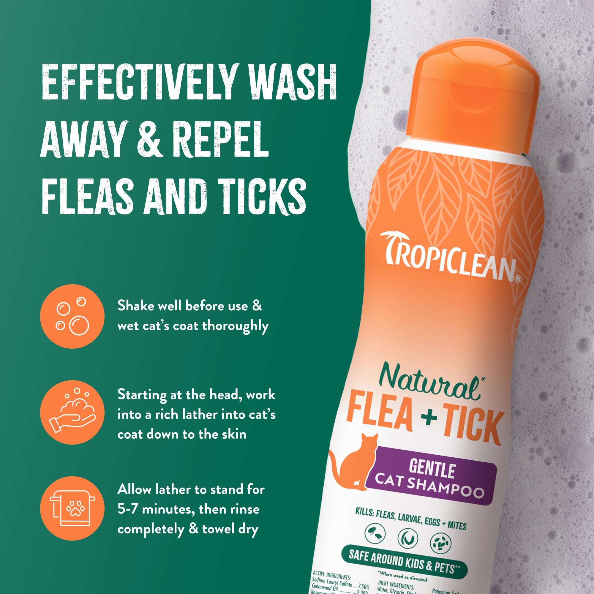 Buy now TropiClean Gentle Flea Shampoo for Cats, Flea and Tick Prevention for Cats, Powerful & Natural Defense, Made in USA, 12 oz. at indiglob india