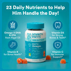 SmartyPants Teen Guy Plus Multi & Omegas Multivitamin Gummies with Omega 3 DHA/EPA, Vitamins D3, C, B12, B6, A, K, Zinc, Folate, Gluten Free, Clean Label, Pineapple Orange, 60 Gummies (30 Day Supply)
