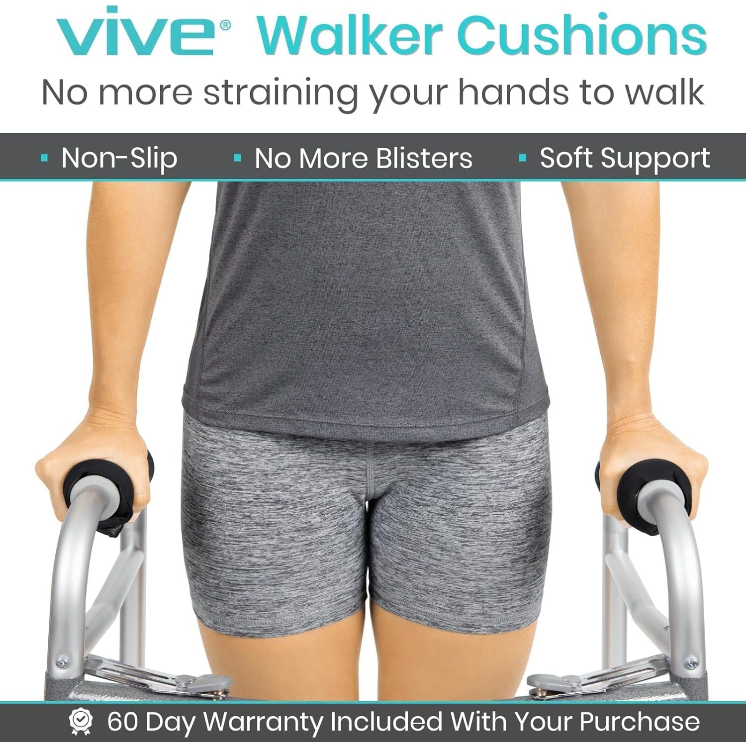 Buy now Vive Walker Handle Cushions - Padded Hand Covers - Soft Cushion Padding Medical for Folding Rolling Wheelchair, Rollator Handle, Senior, Elderly Grippers - Crutch Handle Pad Grips - Mobility Aid at indiglob india