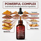 7-in-1 Complex Liquid Drops - Berberine with Ceylon Cinnamon, Chromium, Bitter Melon, Turmeric, Panax Ginseng & Glucomannan, Herbal Metabolic Support Supplement - 2fl oz