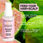 Pacifica Invisible Calming Hair Serum, Frizz Control & Hair Thickening Treatment - Turmeric & Guava Leave-In Scalp Serum with Peptides, Biotin & Caffeine 1 fl oz, Vegan & Cruelty-Free