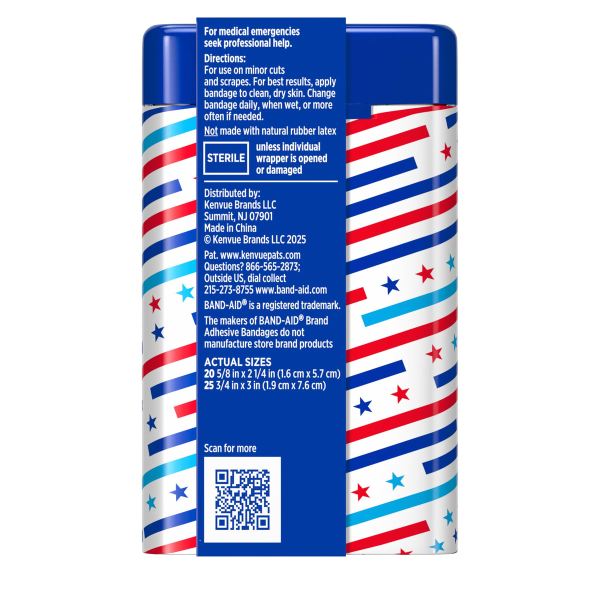BAND-AID Brand Flexible Fabric Adhesive Bandages, Red, White & Blue, 45 Ct