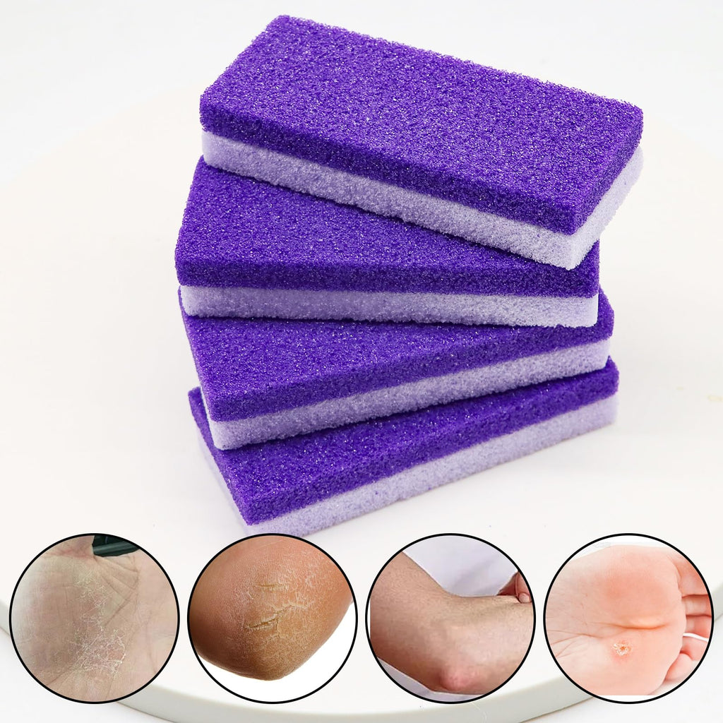 Foot Pumice Stone 4 Pack Pedicure Stone for Feet (Purple) | for Feet Callus Remover and Scrubber Double Sided Pedicure Foot Pumice Stone for Feet and Heels Callus and Dead Skins