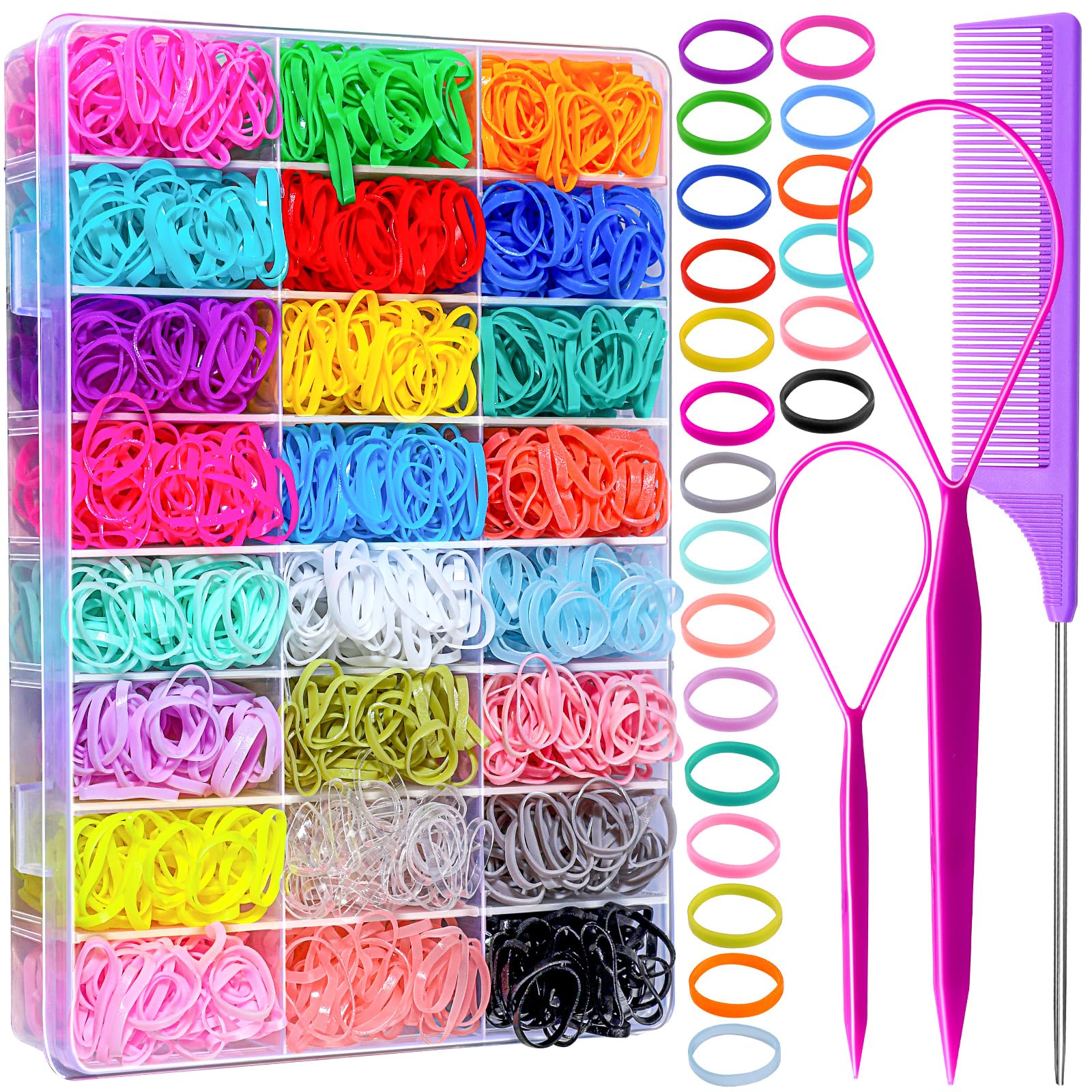 YGDZ Elastic Hair Ties, 1500 PCS Clear Rubber Bands for Hair, Black Hair Ties, Mini Elastics Bands, Ponytail Holders, Christmas Stuffers Xmas Gift, Hair Accessories for Girl, Toddler, Kids, Women