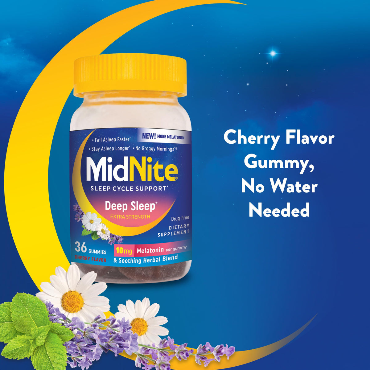 MidNite Deep Sleep Extra Strength, 10 mg Melatonin Sleep Aid, 36 Gummies