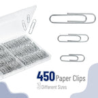 Mr. Pen- Silver Paper Clips, 450 pcs, 1", 1-1/4", 2"