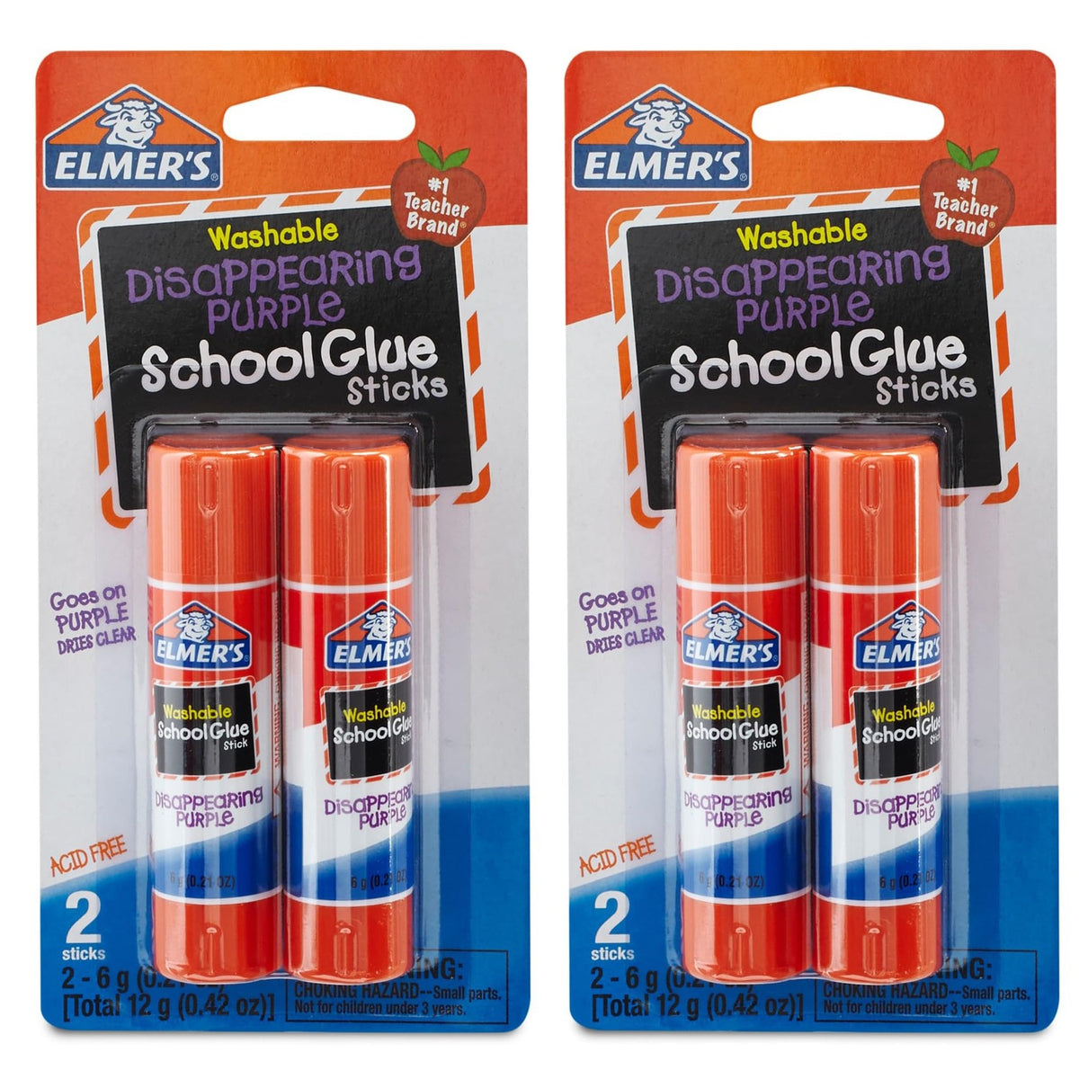 Elmer's Disappearing Purple School Glue Sticks, 0.21 oz, 4 Count