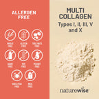 NatureWise Multi Collagen Peptides Pills for Women & Men - Type I, II, III, V, X w/Hyaluronic Acid - Supports Skin, Hair, Joint Health* - Grass Fed, Gluten Free, Non-GMO - 90 Capsules[30 Day Supply]