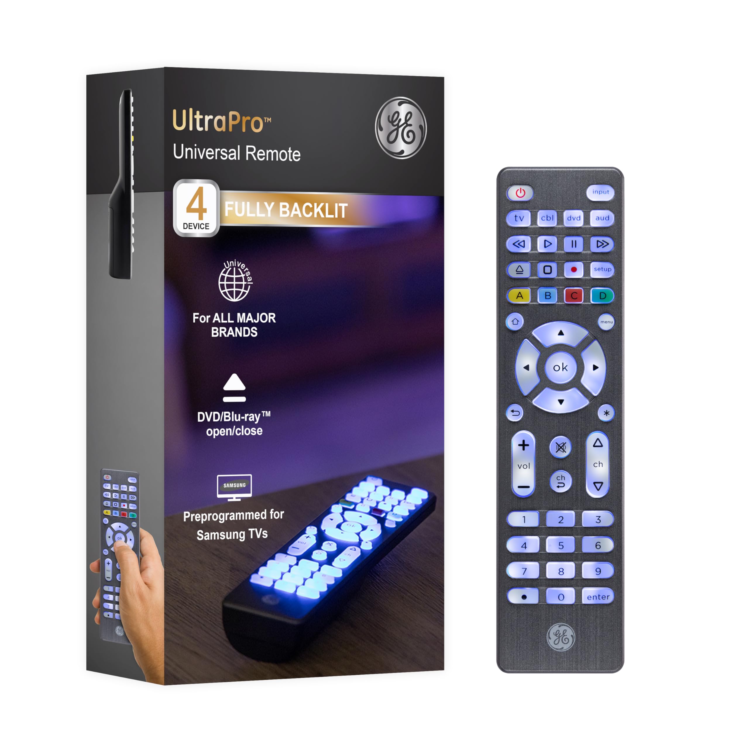 Buy now GE Universal Remote Control, Samsung TV Remote,Universal TV Remote for Roku TV, Vizio, LG, Sony, Sharp, Roku, Apple TV, TCL, Panasonic, Smart TVs, Streaming Players, Blu-ray, DVD, 4-Device, Gold,48845 at indiglob india