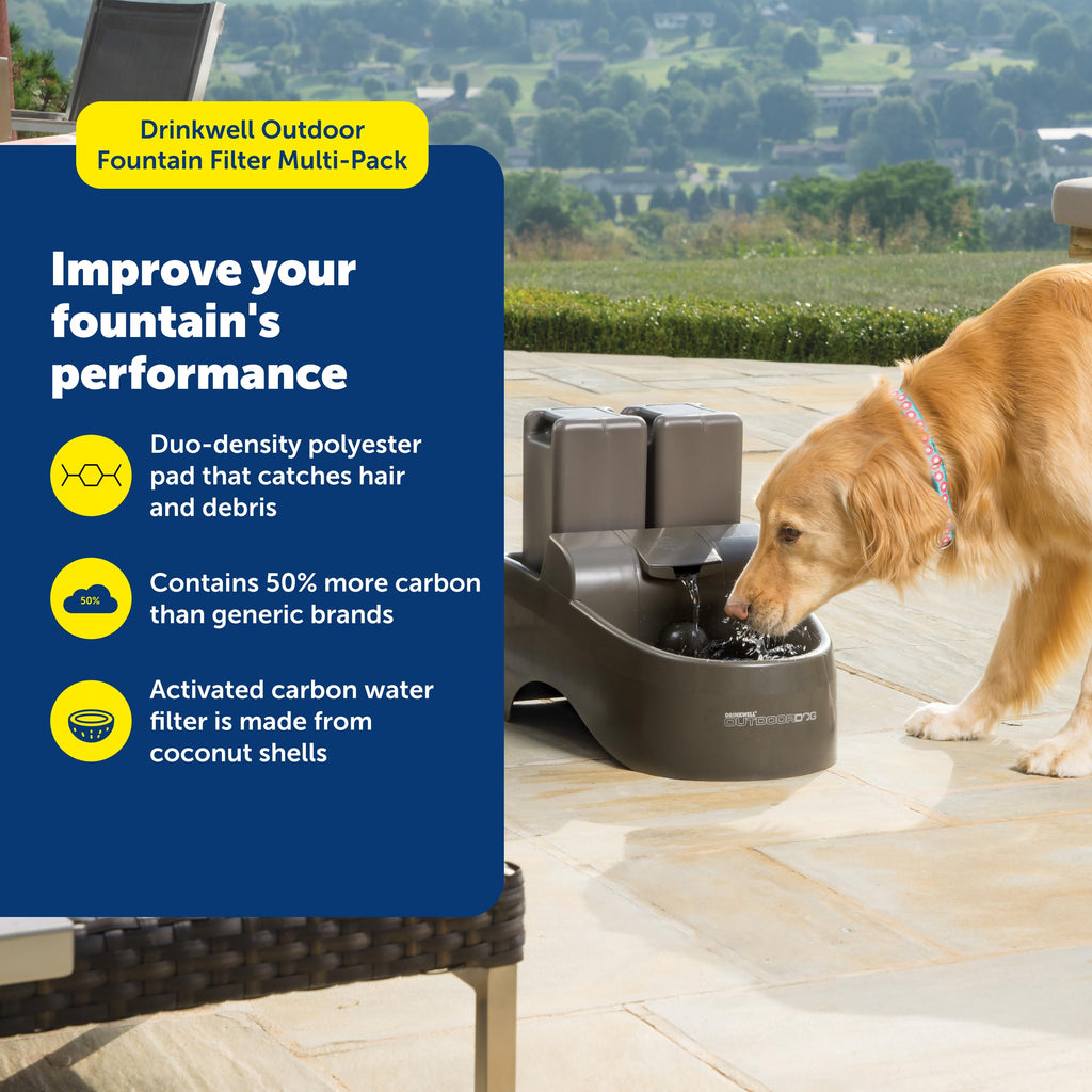 Buy now PetSafe Drinkwell Replacement Filter Pack for Outdoor Dog Water Fountain, 3 Carbon Filters & 1 Foam Filter at indiglob india