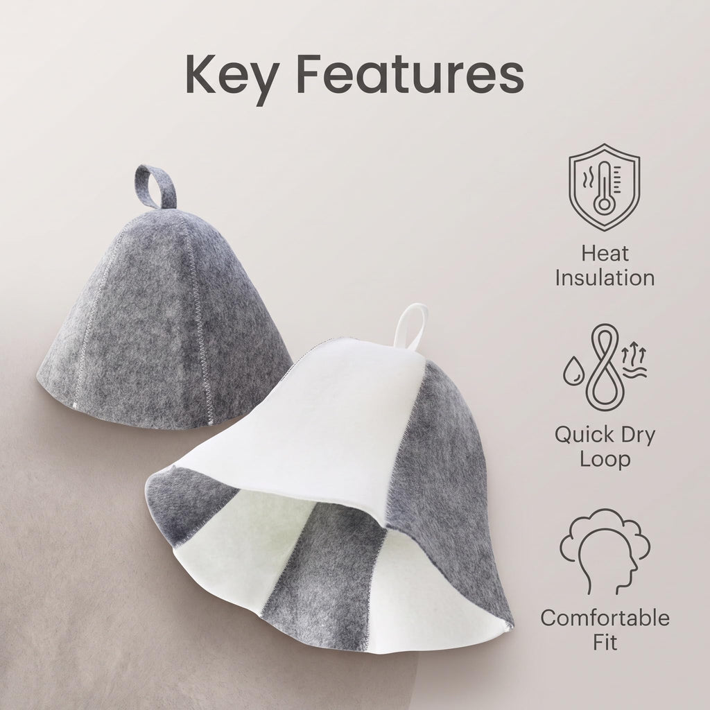 2 Pack Wool Sauna Hat Ukrainian Banya Cap for Men Women Bath House