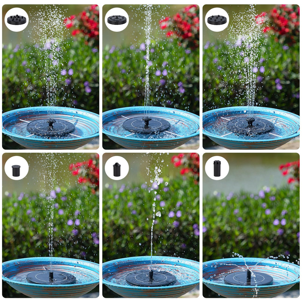 3.5W Solar Water Fountain for Bird Bath with 6 Nozzles & Fixed Pipes