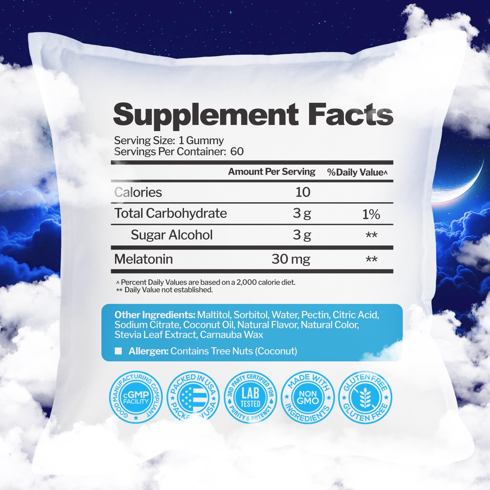 Melatonin 30mg Gummies for Adults, Zero Sugar (2 Month Supply) | Maximum Strength Sleep Support with 30mg of Melatonin Per Gummy - Gluten-Free, Vegetarian, Natural Strawberry Flavor