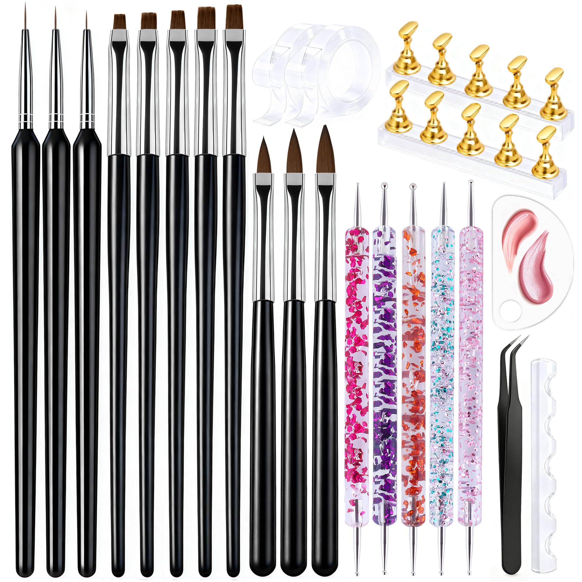 Nail Art Dotting Tools 6PCS Double-ended Brushes Kit Gel Polish | Liner Brushes Design Pen For Nail Drawing And Nail Paint Brushes Small Detail Brushes