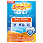 Emergen-C Immune+ Triple Action Immune Support Powder, Super Orange, 30 ct | With BetaVia (R), 1000mg Vitamin C, B Vitamins, Vitamin D and Antioxidants, Super Orange, Back to School Essentials