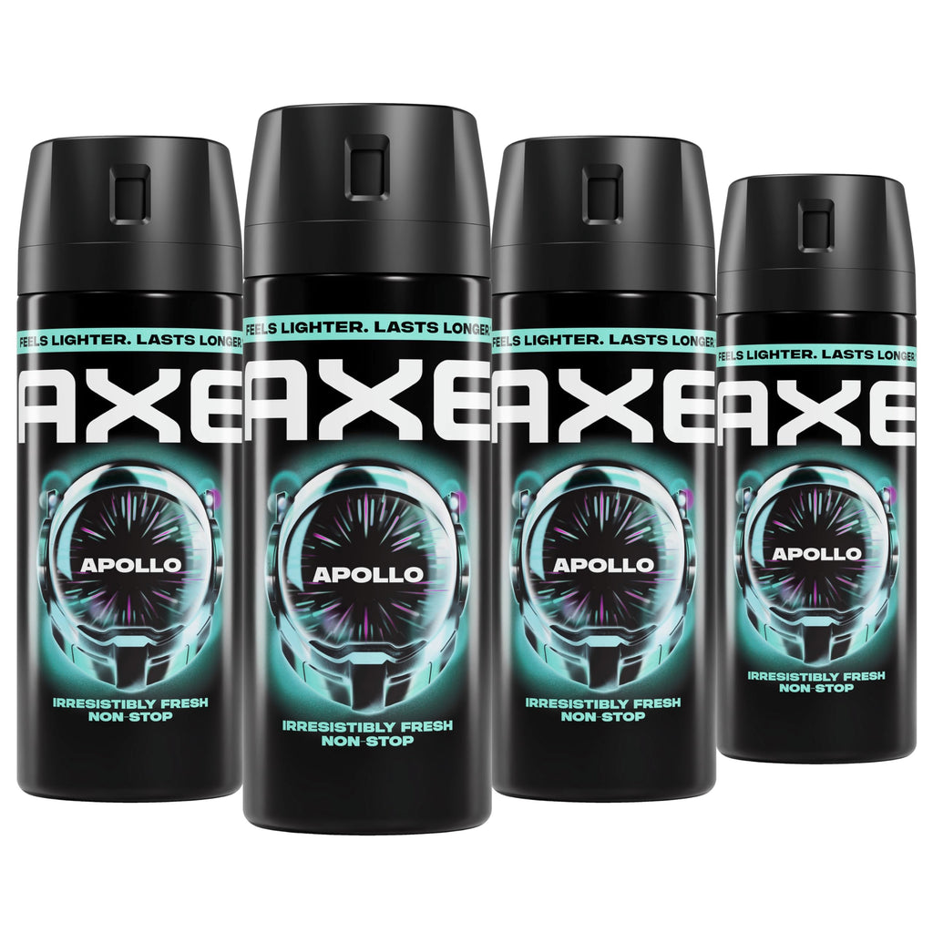 AXE Body Spray 4 Count Apollo 48 Hour All Over Fresh 2.9 oz