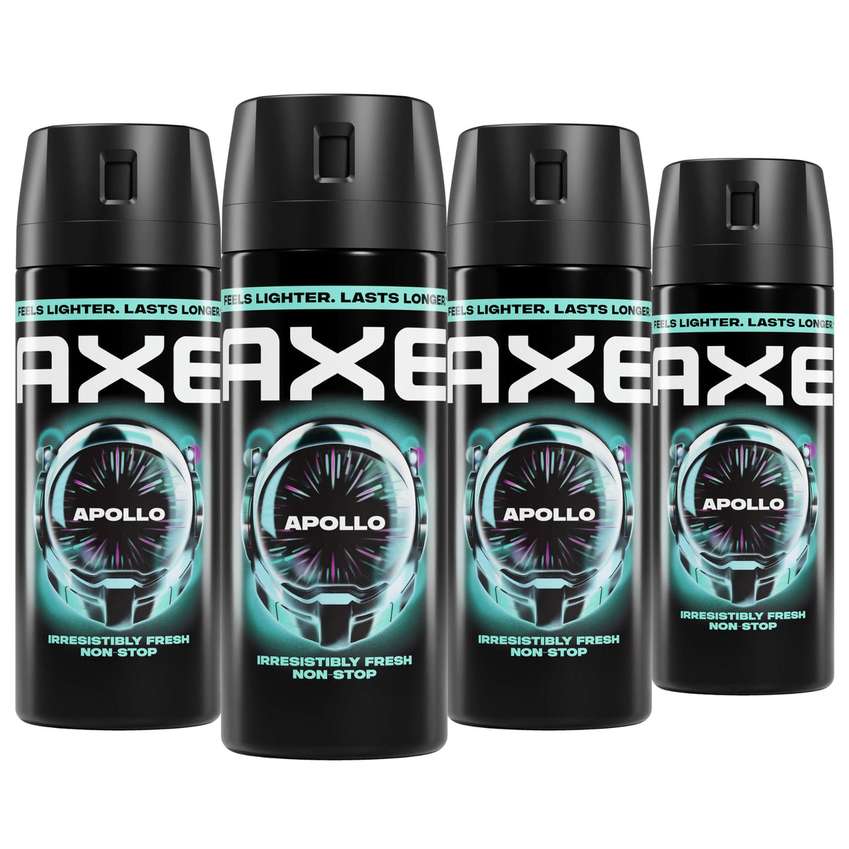 AXE Body Spray 4 Count Apollo 48 Hour All Over Fresh 2.9 oz