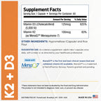ForestLeaf Vitamin D3 + K2 (MK7) Supplement - MenaQ7 - Calcium and Vitamin D3 5000 IU Max Absorption - Teeth and Bone Strength, Heart Health, Immune System Support - 60 Veggie Capsules