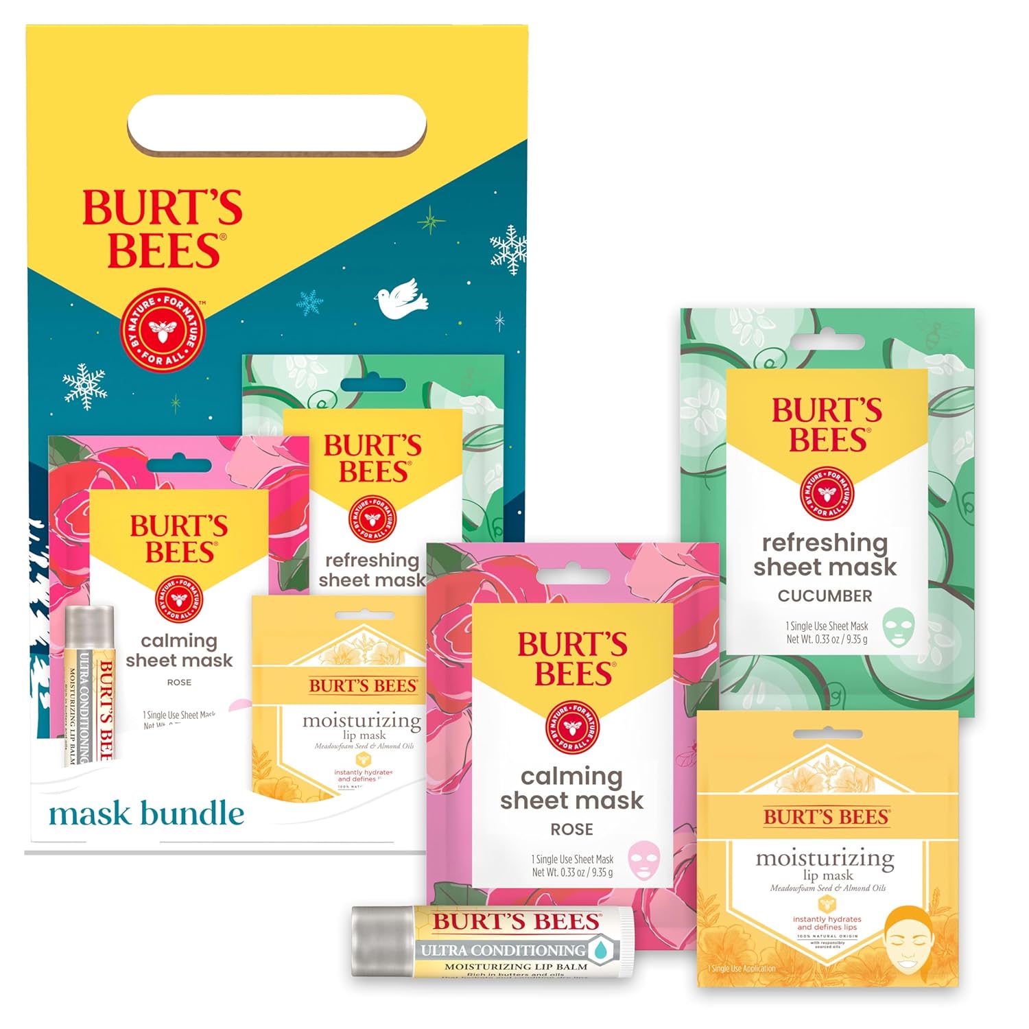 Buy now Burt's Bees Gifts Ideas - Classics Set, 6 Products in Giftable Tin â€“ Cuticle Cream, Hand Salve, Lip Balm, Res-Q Ointment, Hand Repair and Foot Cream 4 Count Mask Bundle Set at indiglob india