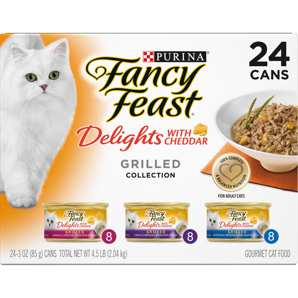 Purina Fancy Feast Delights with Cheddar Wet Cat Food, 3 oz cans, 24-Pack