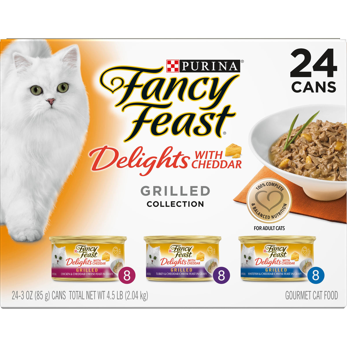 Purina Fancy Feast Delights with Cheddar Wet Cat Food, 3 oz cans, 24-Pack