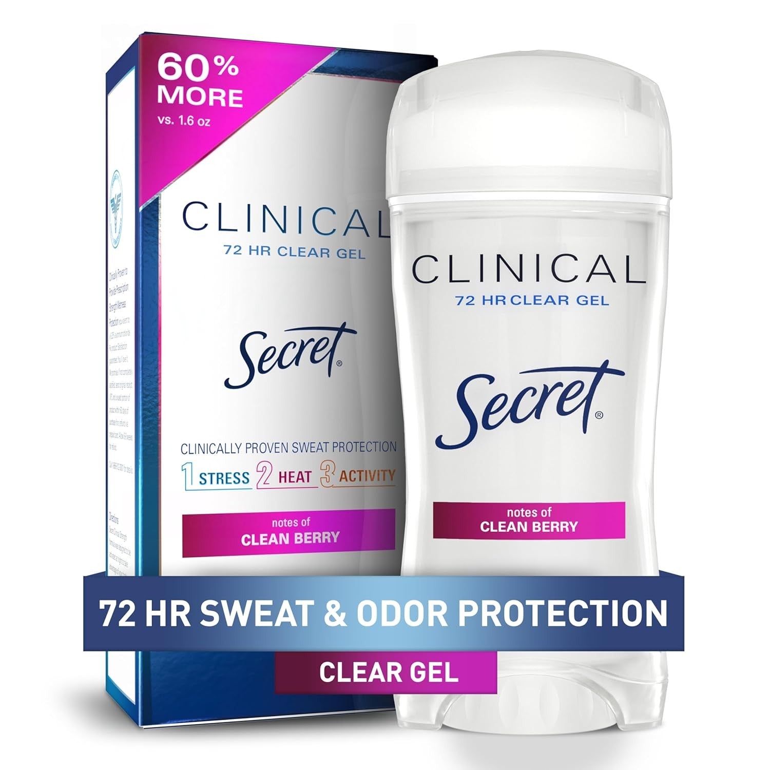 Buy now Secret Clinical Strength Antiperspirant Deodorant for Women, 3X Stress Protection, 72hr Sweat & Odor Protection, PH Balancing Minerals, Clear Gel, Clean Lavender Scent, 2.6 oz 2.6 Ounce (Pack of 1) Clean Berry at indiglob india